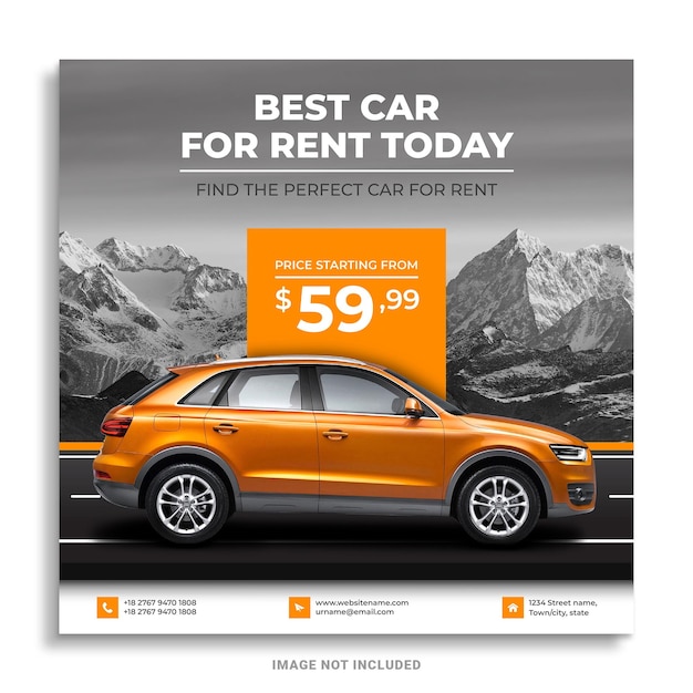 Vector car rental promotion social media design instagram post banner template