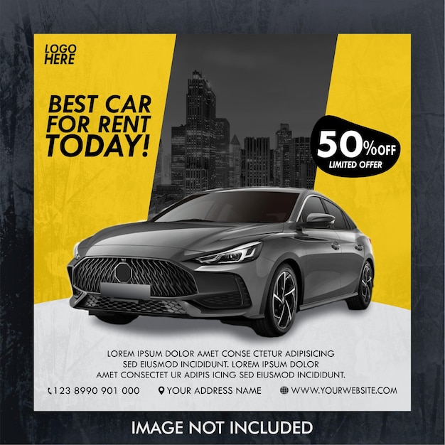 Vector car rental promotion social media instagram post banner template  car special offer discount 50 off