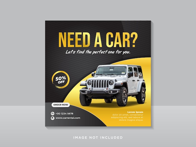 Car rental promotion social media instagram post banner template