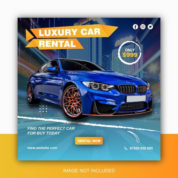 Car rental promotion social media instagram post banner template