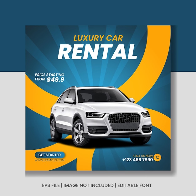 Car rental promotion social media Instagram post banner template