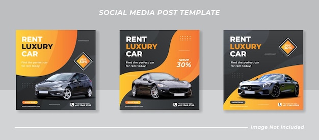 Vector car rental promotion social media instagram post banner template