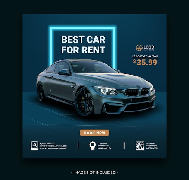 Car rental promotion social media instagram post banner template