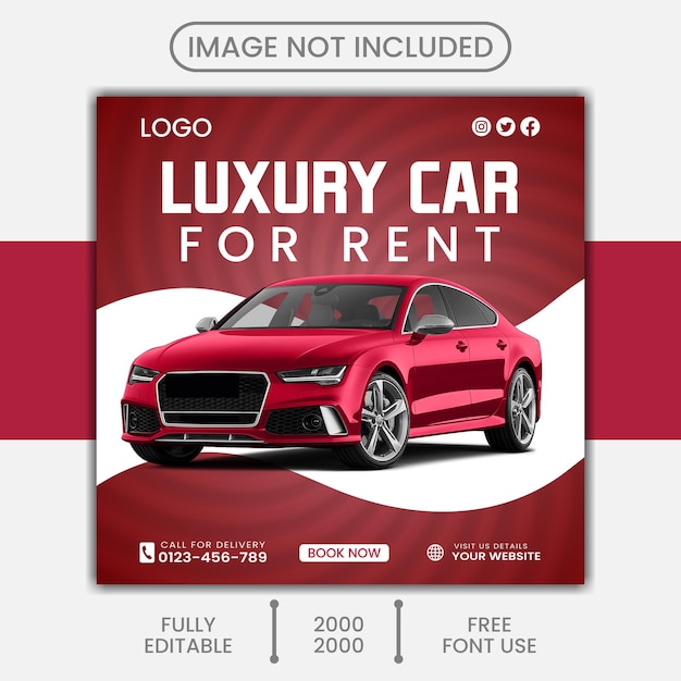 Vector car rental promotion social media instagram post or square flyer template