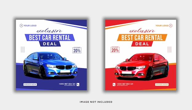 Car rental promotion social media post banner template Premium Vector