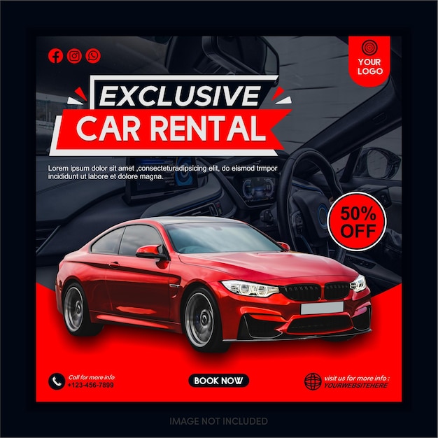 car rental social media post banner template