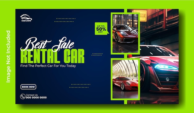 Car rental web banner template design