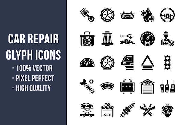 Car Repair Glyph Icons