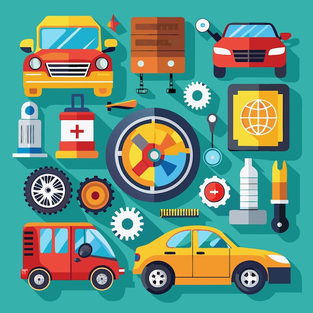 Car repair service icons and elements