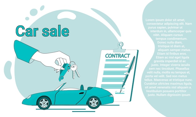 Car sale Buying selling renting carsThe concept of safe and fast purchase and execution of a sales