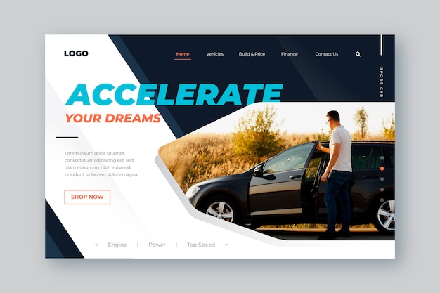 Vector car sale landing page template with man