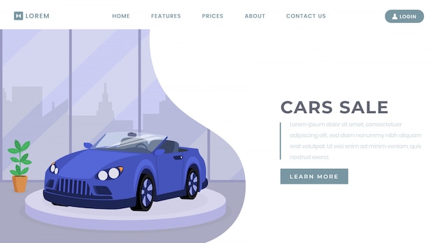 Car sale landing page vector template