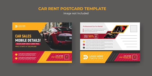 Car sale promotion for postcard template Premium Vector