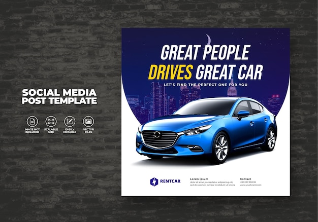 CAR SALE RENT PROMOTION RENT FOR SOCIAL MEDIA INSTAGRAM POST TEMPLATE OR SQUARE WEB BANNER ADVERTISI