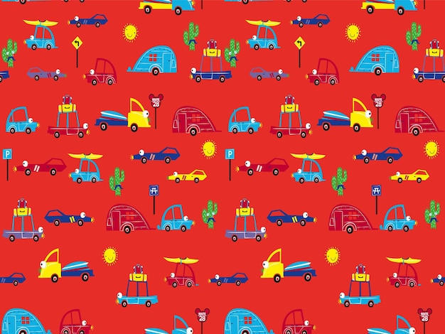 Car Seamless Pattern design for textile print