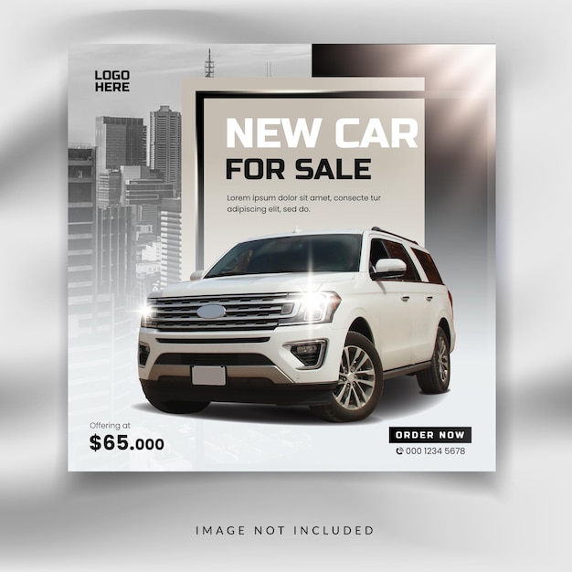 Car sell or rent promotion, square social media instagram post. modern design template