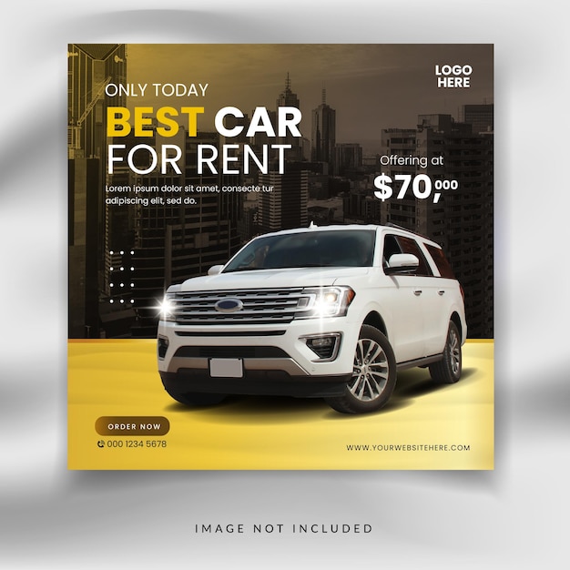 Car sell or rent promotion, Square social media instagram post. Modern design template