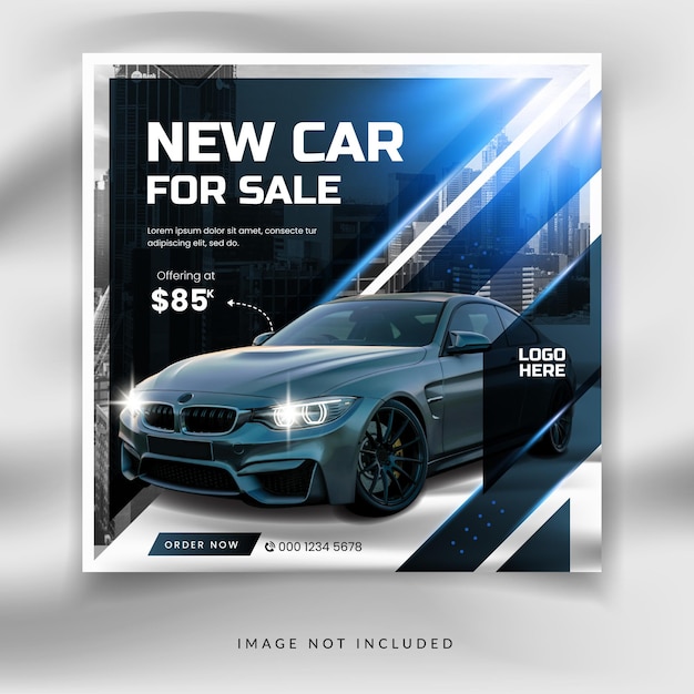 Car sell or rent promotion, square social media instagram post. modern design template