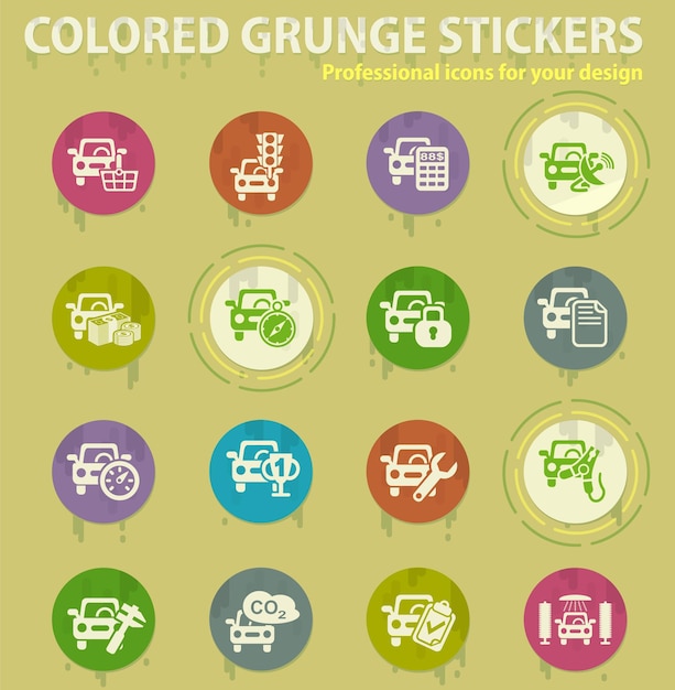 Car service colored grunge icons