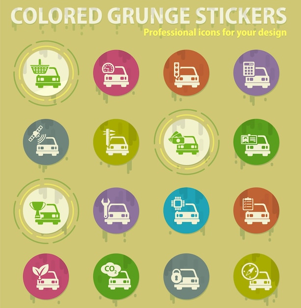 Car service colored grunge icons