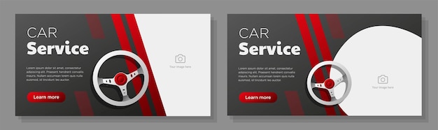 Car service garage online banner template set vehicle repair service corporate advertisement