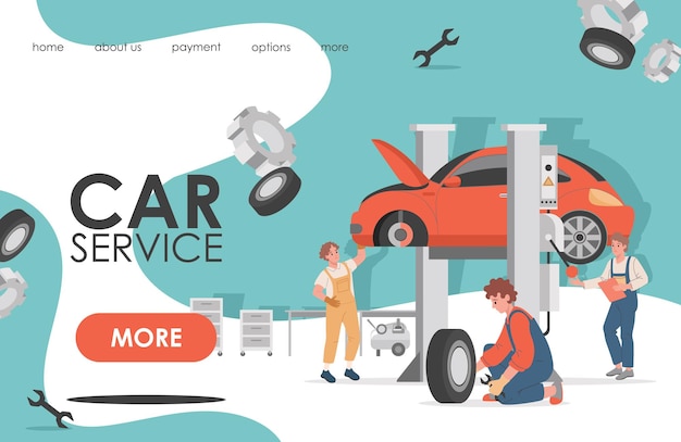 Car service landing page illustration design