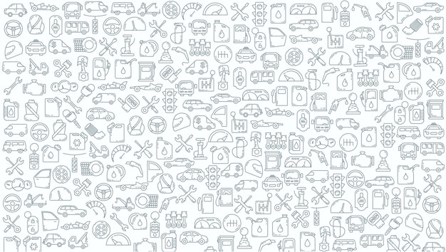 Car service maintenance doodle background maintenance car parts line icon background