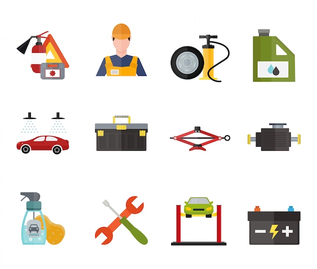 Car service repair vector icons set