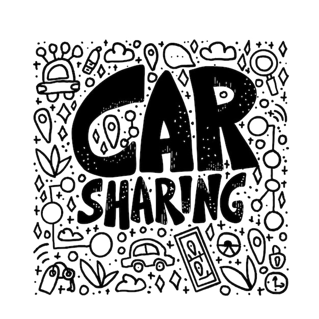 Car sharing concept Vector flat illustration