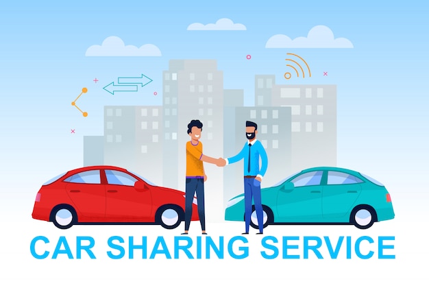 Car Sharing Service Banner. Vehicle Handover.