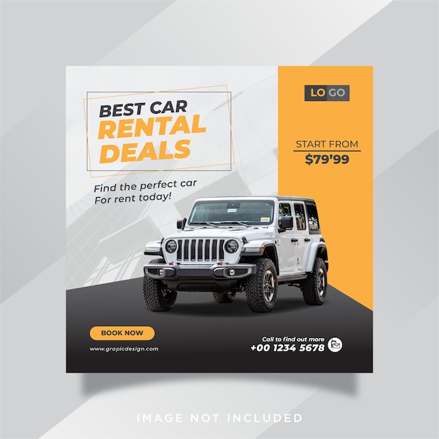 Car social media instagram post or square web banner advertising template