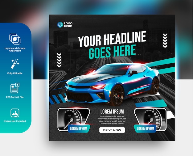 Car social media intagram post web banner template