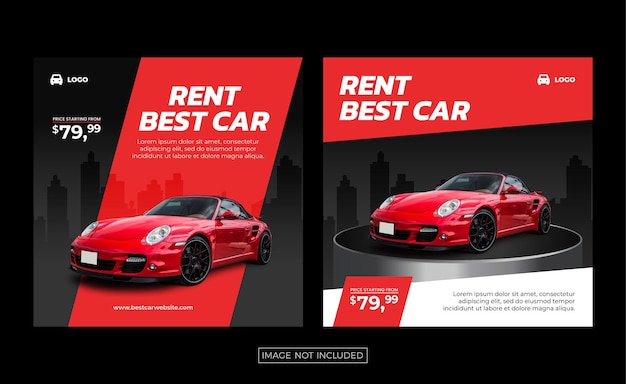 Car social media post square banner template