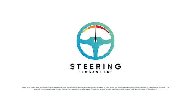 Car steering wheel and rpm icon logo vector illustration with creative concept Premium Vector