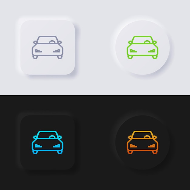 Car symbol button icon set Multicolor neumorphism button soft UI Design for Web design Application UI and more Button Vector