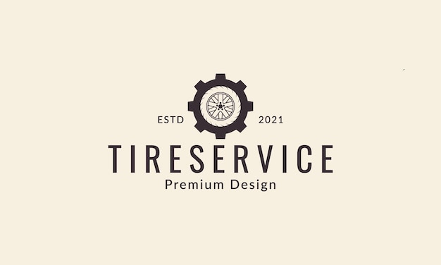 Vector car tire rim with gear services logo design vector icon symbol graphic illustration