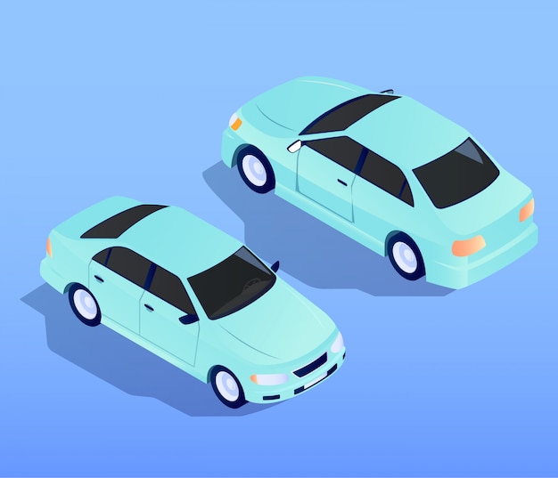 Car Truck Flat Isometric Vector Design Illustration