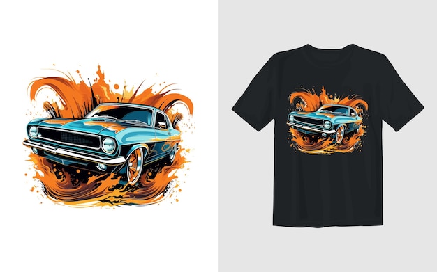 Car vector cartoon illustration car t shirt design