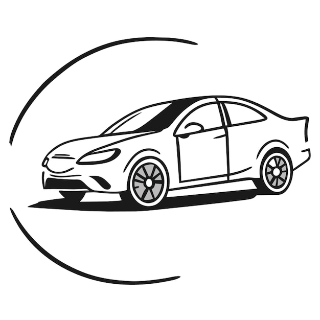 car vector illustration doodle line art