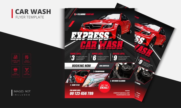 Car wash advertising Flyer Poster and banner template. Car Cleaning Flyer