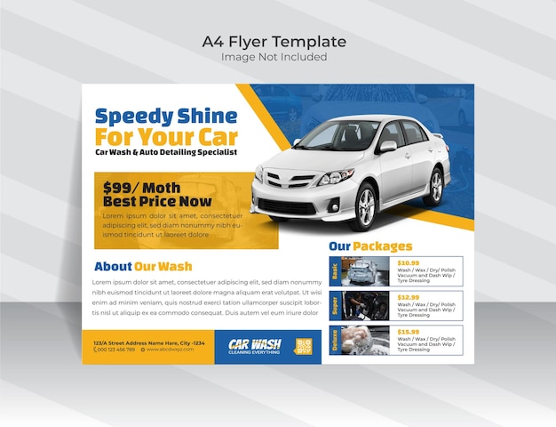 Car wash horizontal flyer template