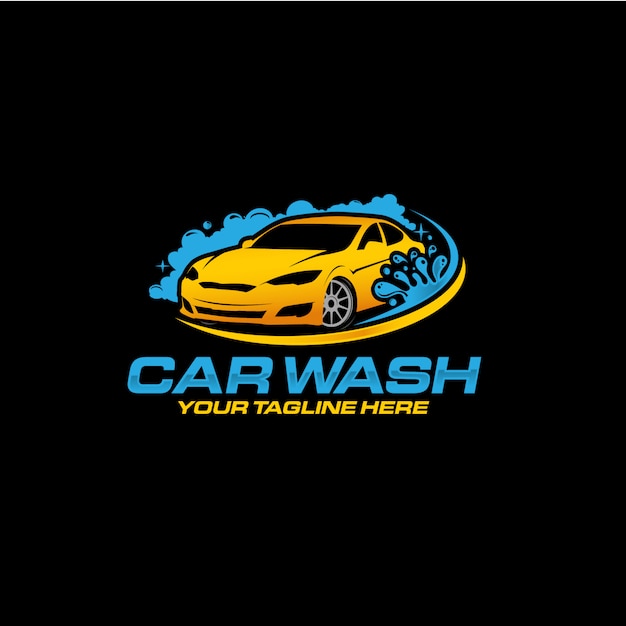 Car wash logo design premium vector