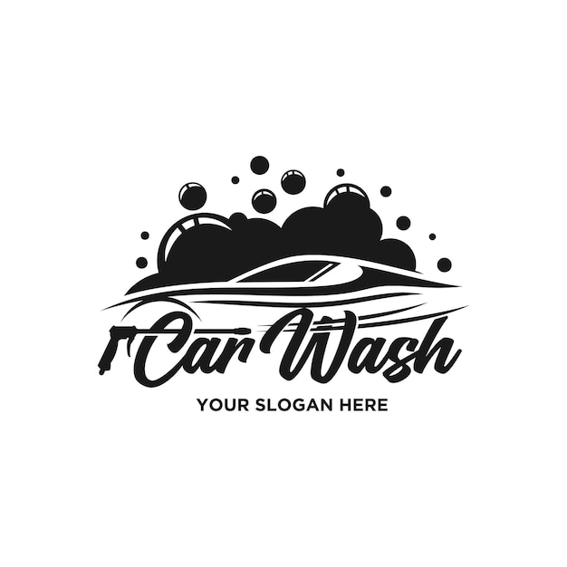 Car wash logo with a car on a white background