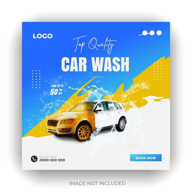 Car Wash Package Promotional Banner and Flyer facebook bundle Template