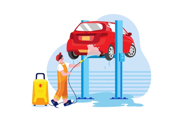 Car wash service illustration concept