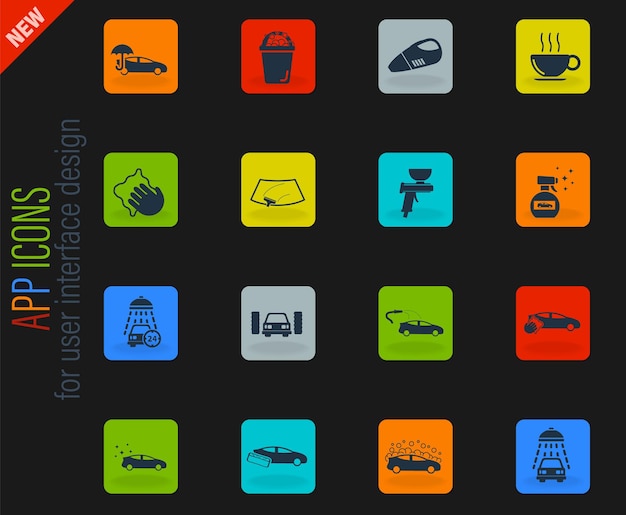 Car wash simply icons