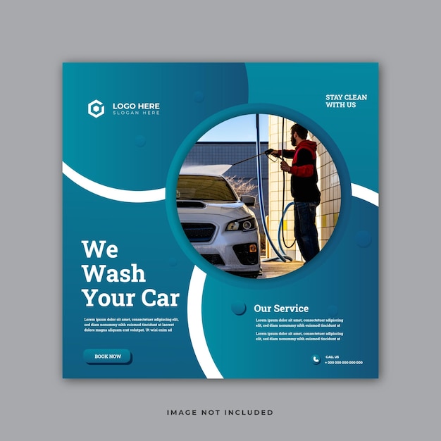 Car wash social media post banner template