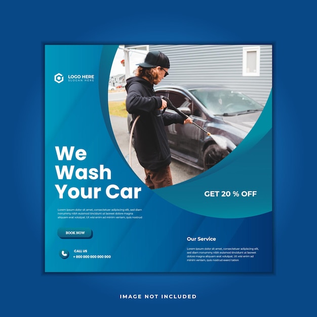 Car wash social media post banner template