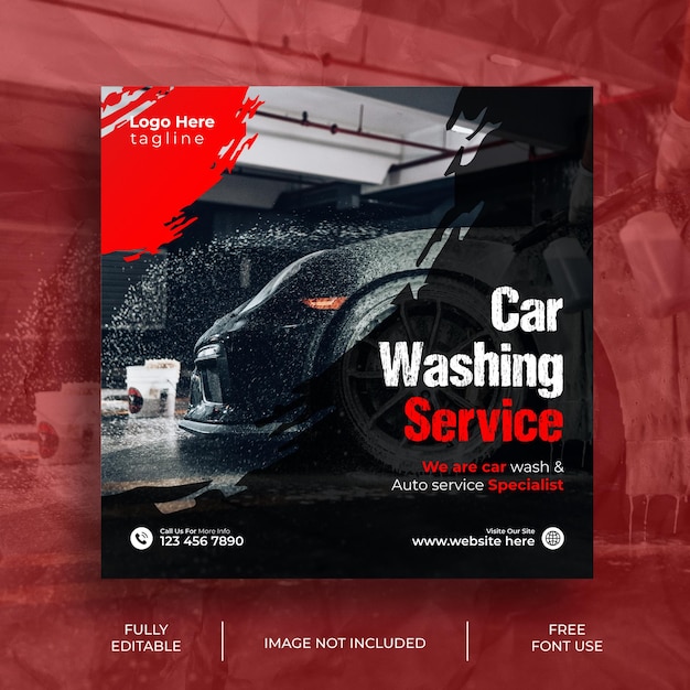 Car wash social media post design and Car wash or servicing banner template