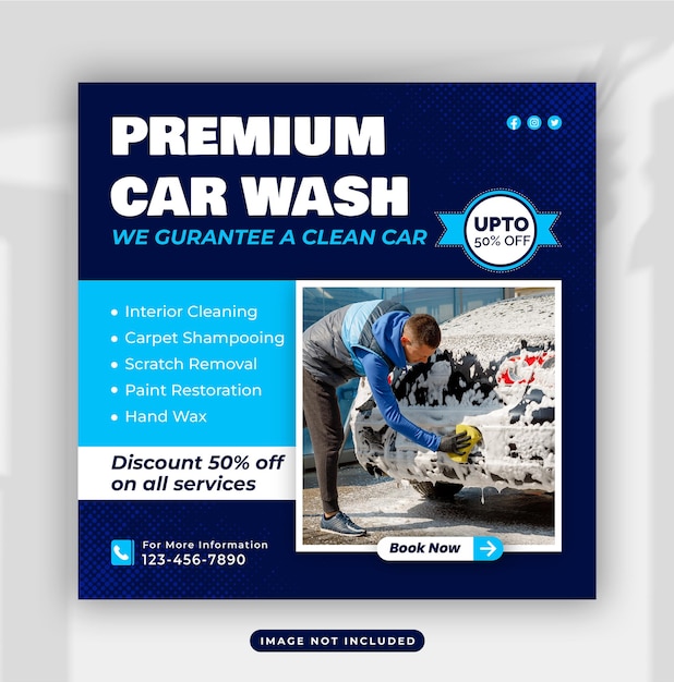 car wash social media post or Instagram banner template